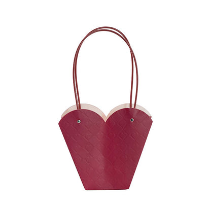 Flower Heart Carry Bag Embossed Wine Pack 5 (23x10x20cmH)