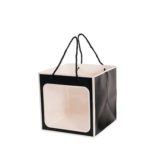 Window Posy Gift Bag Silhouette Black Pack 5 (20x20x20cmH)