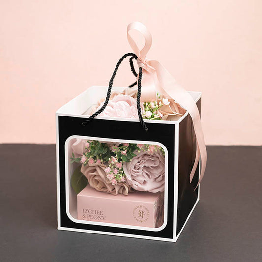 Window Posy Gift Bag Silhouette Black Pack 5 (20x20x20cmH)