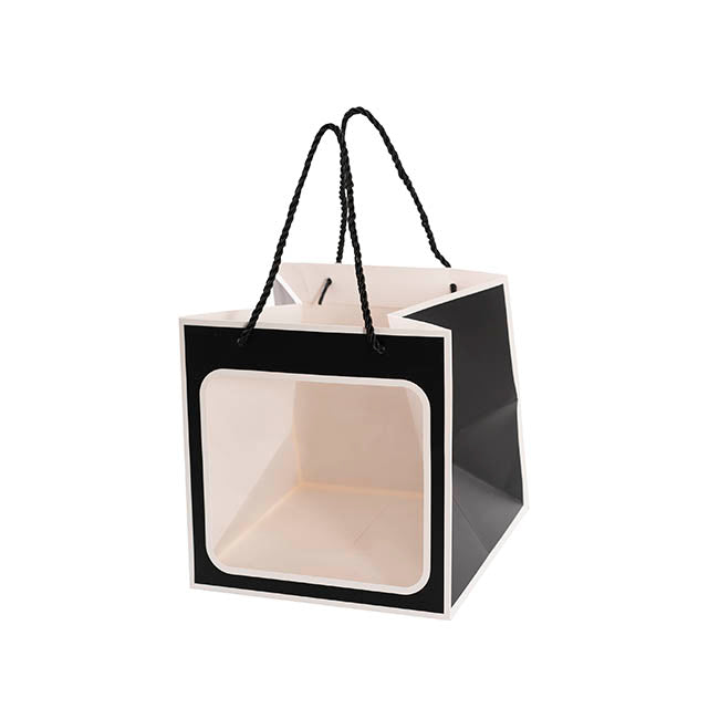 Window Posy Gift Bag Silhouette Black Pack 5 (20x20x20cmH)