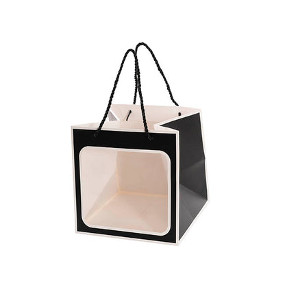 Window Posy Gift Bag Silhouette Black Pack 5 (20x20x20cmH)