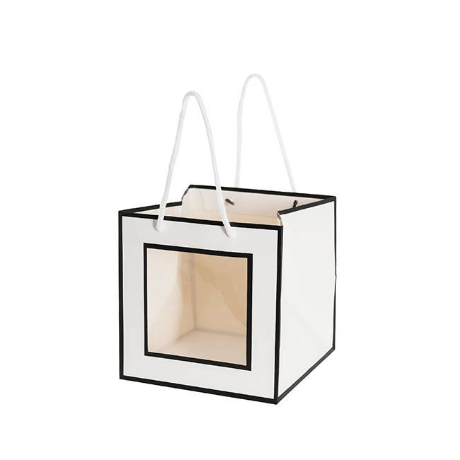 Window Posy Gift Bag Silhouette White Pack 5 (18x18x18cmH)