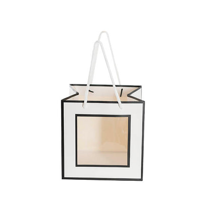 Window Posy Gift Bag Silhouette White Pack 5 (18x18x18cmH)