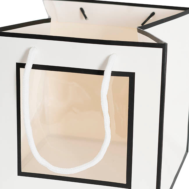 Window Posy Gift Bag Silhouette White Pack 5 (18x18x18cmH)