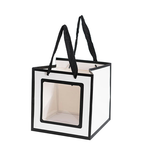 Window Posy Gift Bag Silhouette White Pack 5 (25x25x25cmH)