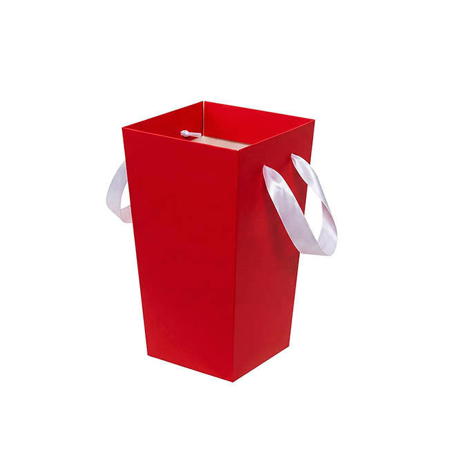V-Shape Posy Bag With Ribbon Handle Red (13x23cmH) Pack 5
