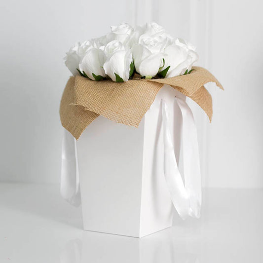 V-Shape Posy Bag With Ribbon Handle White (13x23cmH) Pack 5