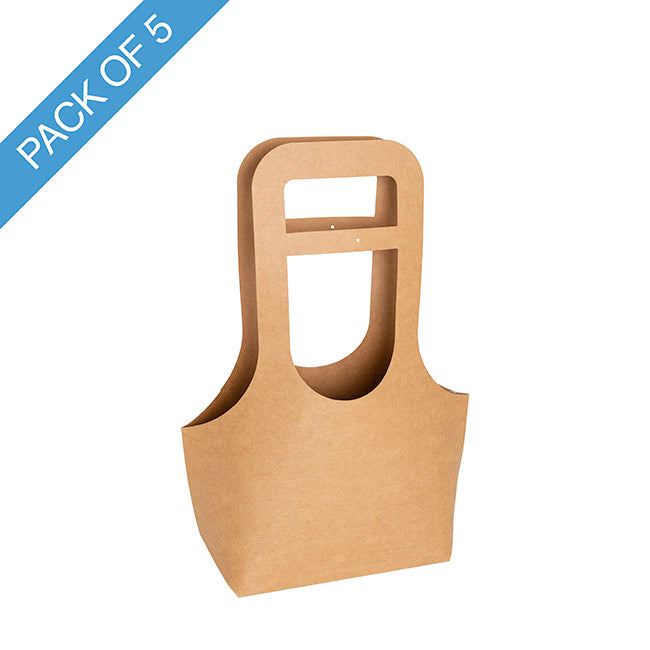 Flower Gift Carry Bag Small Kraft Brown Pack 5 (17x7x32Hcm)