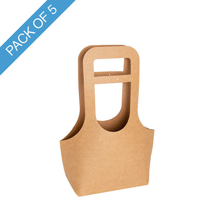 Flower Gift Carry Bag Small Kraft Brown Pack 5 (17x7x32Hcm)