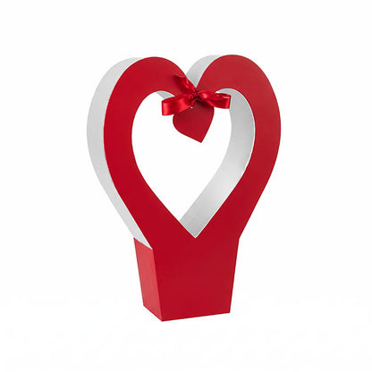 Flower Bouquet Carry Box Heart Red Pack 5 (31x14x42cm)