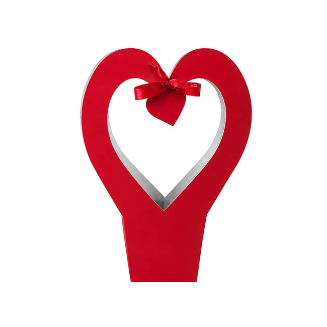Flower Bouquet Carry Box Heart Red Pack 5 (31x14x42cm)