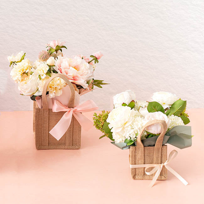 Natural Jute Posy Bag With Plastic Liner (10.5x10.5x10.5cmH)