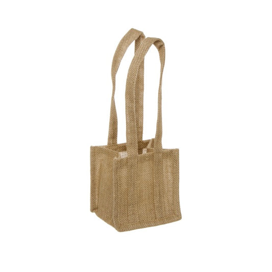 Natural Jute Posy Bag With Plastic Liner (13.5x13.5x13.5cmH)