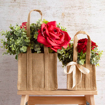 Natural Jute Posy Bag With Plastic Liner (15x15x14cmH)
