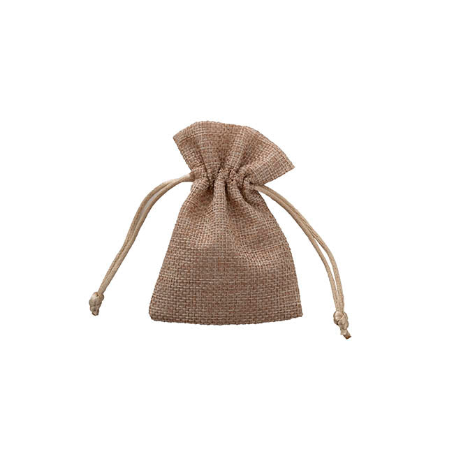 Faux Jute Gift Bomboniere Pouch Small Natural Pk10 (8x10cmH)