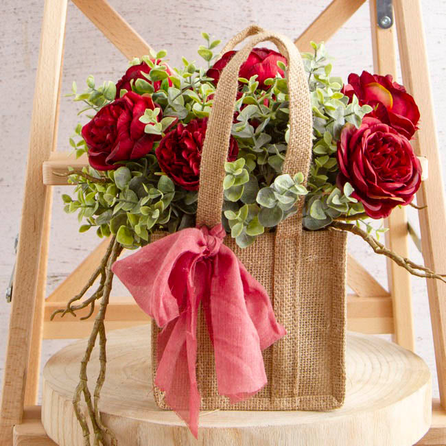 Natural Jute Posy Bag With Plastic Liner (18x16.5x17cmH)