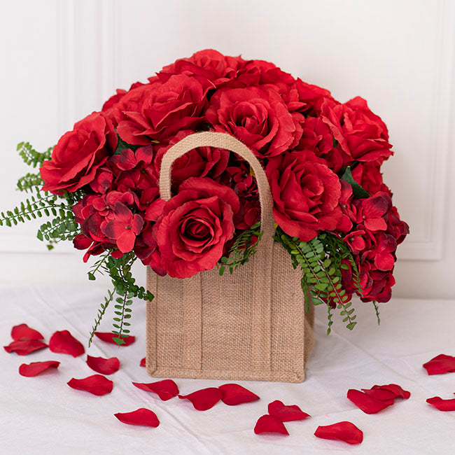 Natural Jute Posy Bag With Plastic Liner (23x22x20cmH)