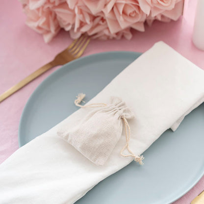 Calico Gift Bomboniere Pouch Small Pack 10 Natural (8x10cmH)