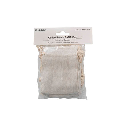 Calico Gift Bomboniere Pouch Small Pack 10 Natural (8x10cmH)