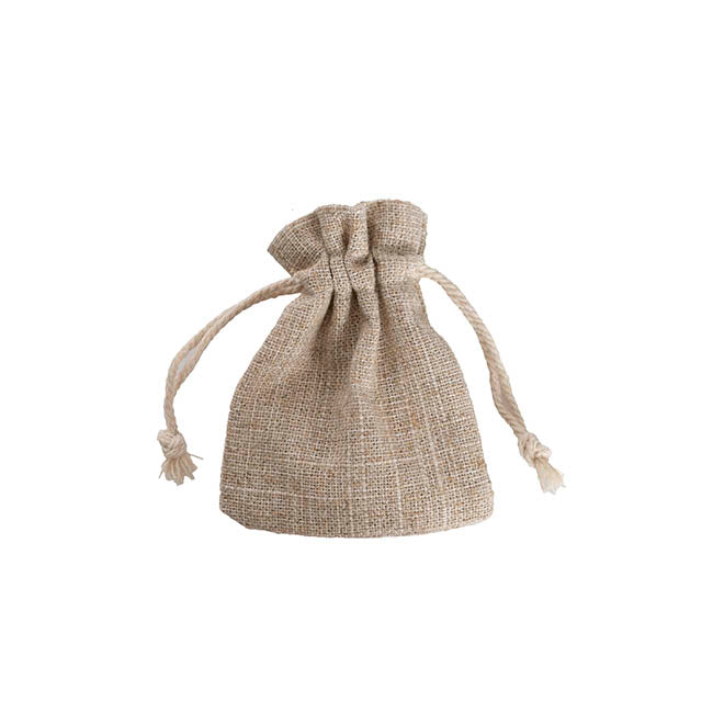 Faux Linen Bomboniere Gift Bag Small Pk6 Natural (8x9.5cmH)