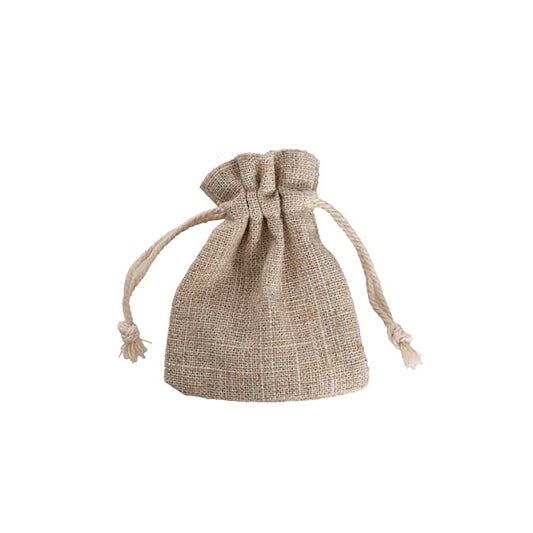 Faux Linen Bomboniere Gift Bag Small Pk6 Natural (8x9.5cmH)