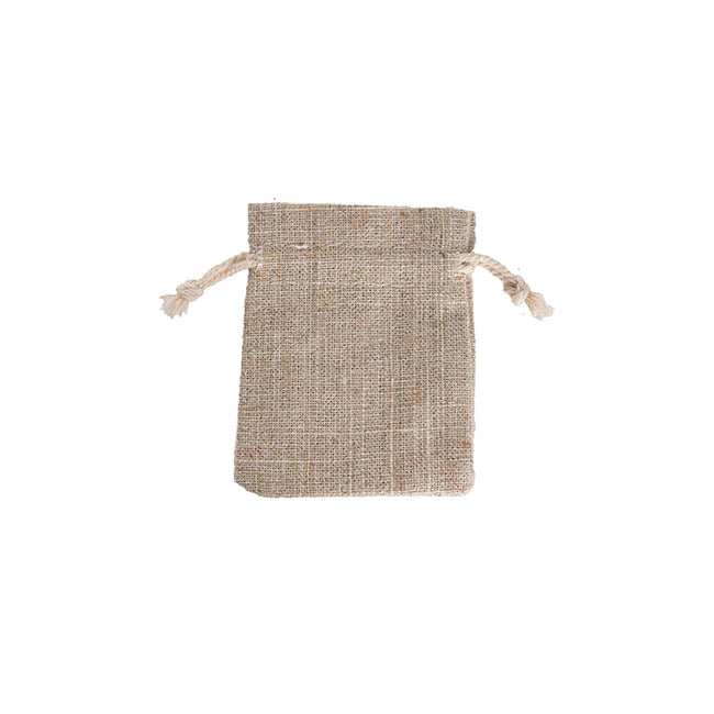 Faux Linen Bomboniere Gift Bag Small Pk6 Natural (8x9.5cmH)