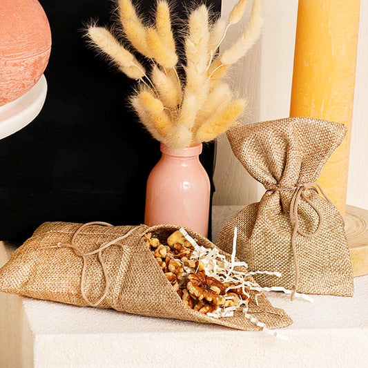 Jute Envelope Pouch Bomboniere Large Pk10 Natural (12x23cmH)