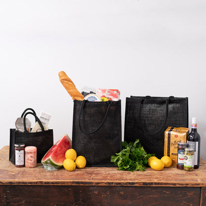 Jute Reusable Shopping Carry Bag Black (30Wx12Gx40cmH)