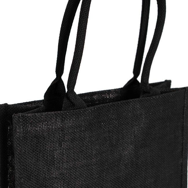 Jute Reusable Shopping Carry Bag Black (30Wx12Gx40cmH)