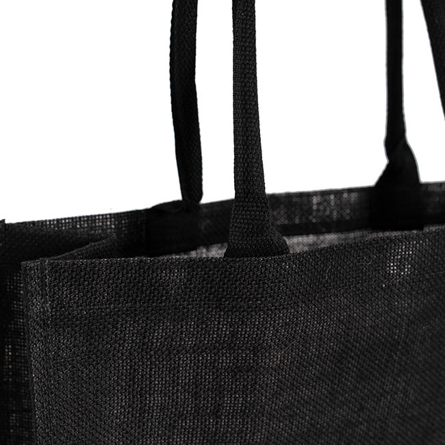 Jute Reusable Shopping Carry Bag Black (40Wx15Gx40cmH)