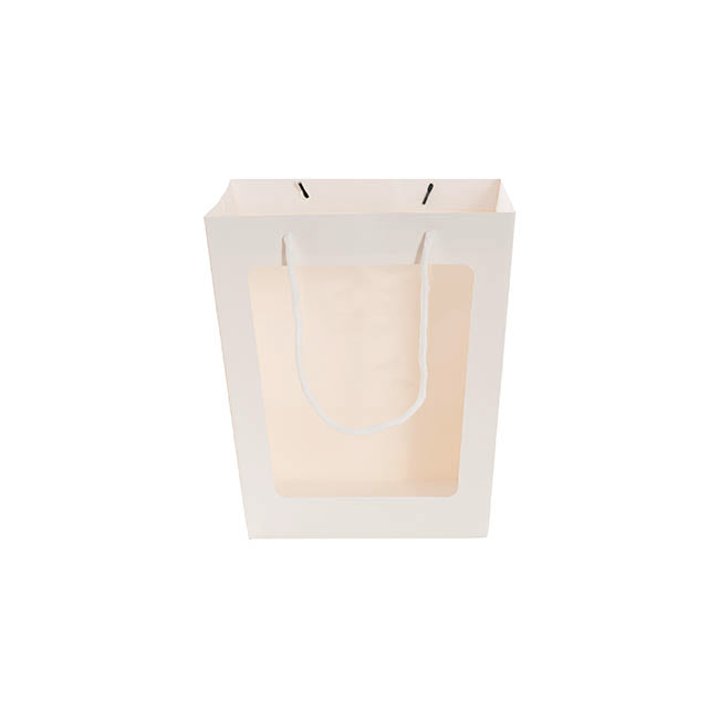 Window Posy Gift Bag V Shape White Pack 5 (26x20x30cmH)