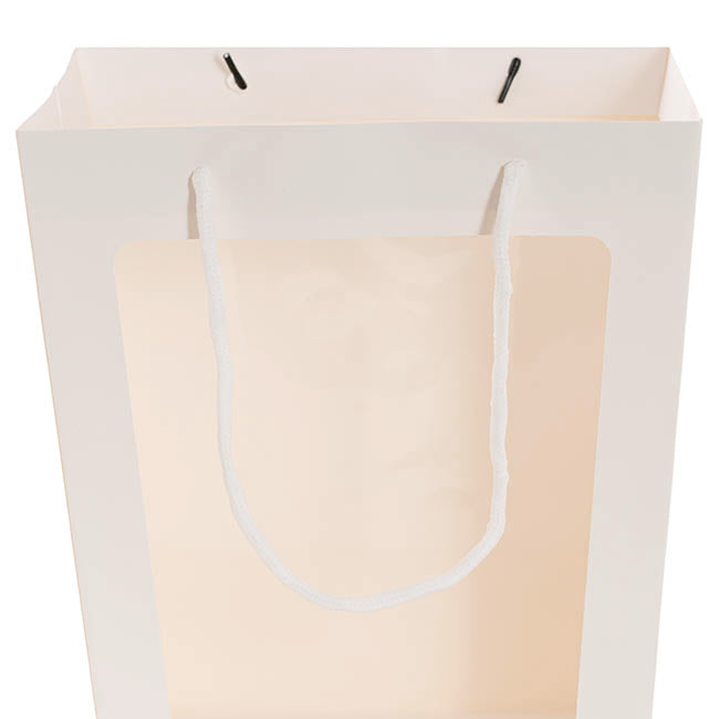 Window Posy Gift Bag V Shape White Pack 5 (26x20x30cmH)