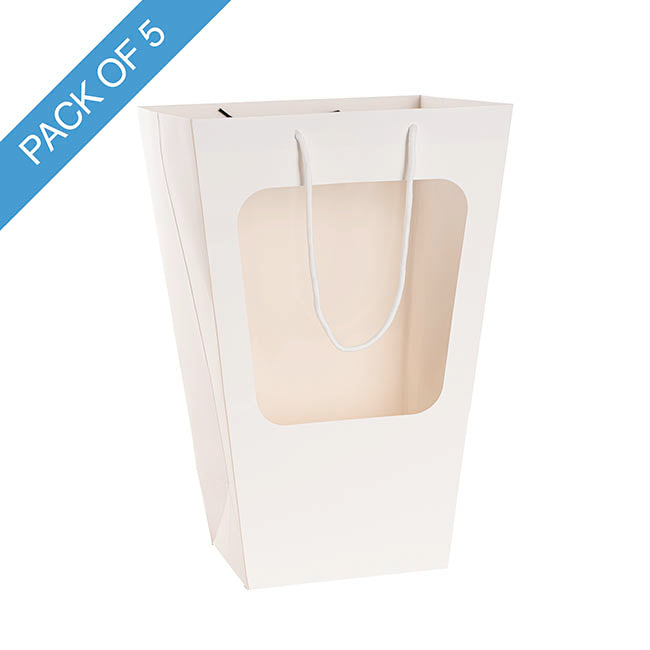 Window Posy Gift Bag V Shape White Pack 5 (30x20x45cmH)