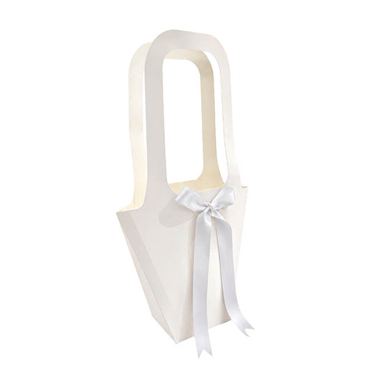 Flower Bouquet Tote with Ribbon Large Ivory Pk5(10x24x50cmH)
