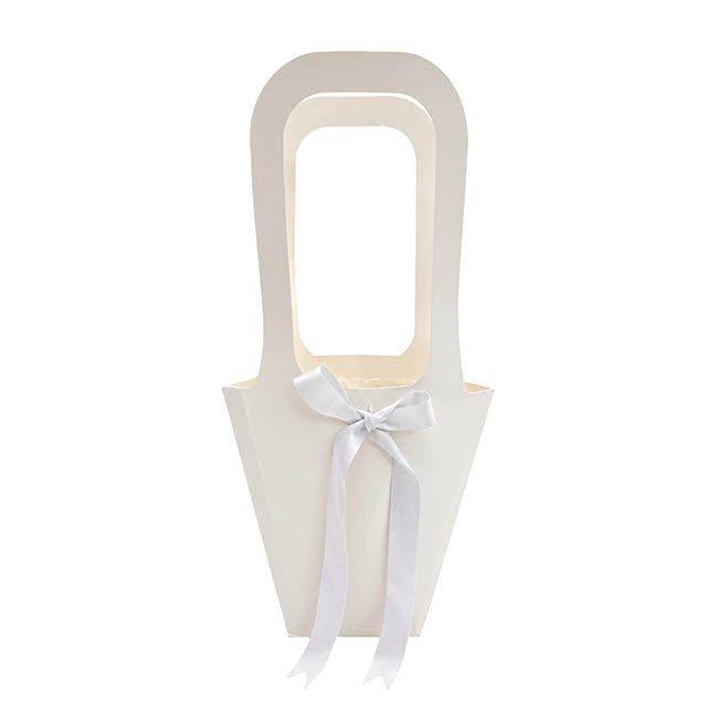 Flower Bouquet Tote with Ribbon Large Ivory Pk5(10x24x50cmH)
