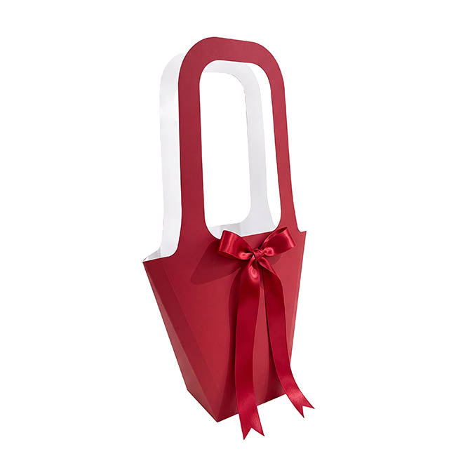 Flower Bouquet Tote with Ribbon Large Red Pk5 (10x24x50cmH)