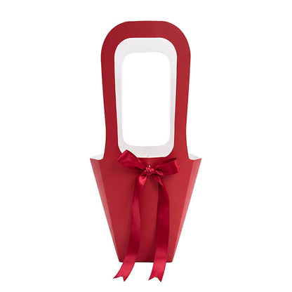 Flower Bouquet Tote with Ribbon Large Red Pk5 (10x24x50cmH)