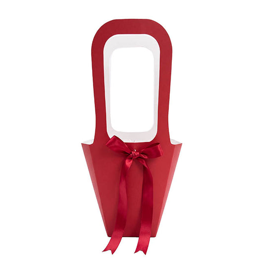 Flower Bouquet Tote with Ribbon Large Red Pk5 (10x24x50cmH)