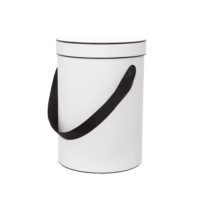 Hat Flower Box Deluxe Silhouette Round White Blk (25Dx35cmH)