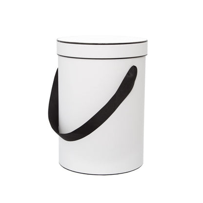 Hat Flower Box Deluxe Silhouette Round White Blk (25Dx35cmH)