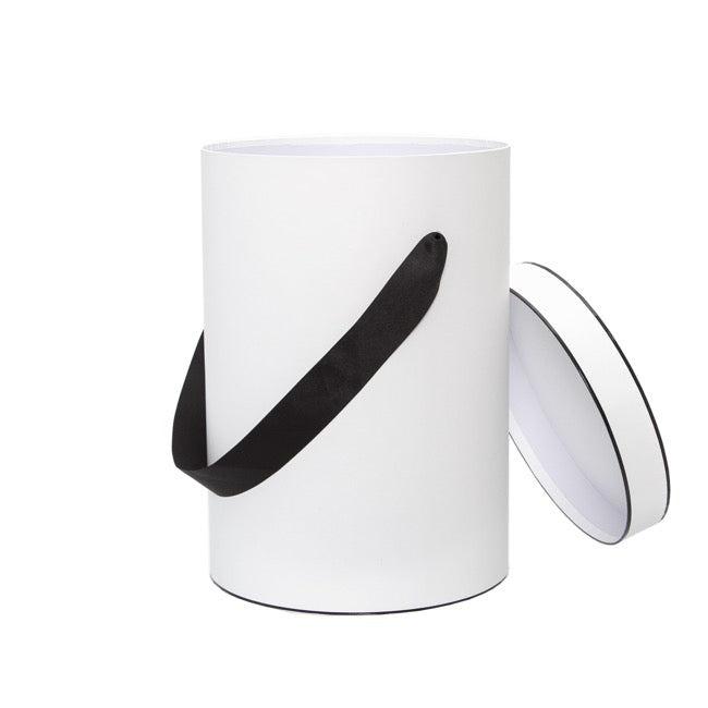 Hat Flower Box Deluxe Silhouette Round White Blk (25Dx35cmH)