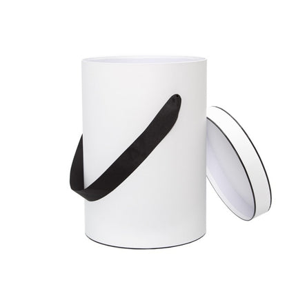 Hat Flower Box Deluxe Silhouette Round White Blk (25Dx35cmH)