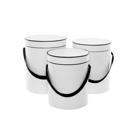 Hat Flower Box Deluxe Silhouette Set 3 White Bk(24.5Dx30cmH)