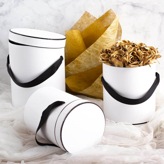 Hat Flower Box Deluxe Silhouette Set 3 White Bk(24.5Dx30cmH)