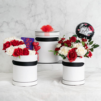 Hat Flower Box Deluxe Silhouette Set 3 White Bk(24.5Dx30cmH)
