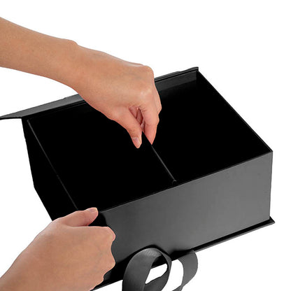 Luxe Gift Flower Box Window Ribbon Set 2 Black (24x20x11Hcm)