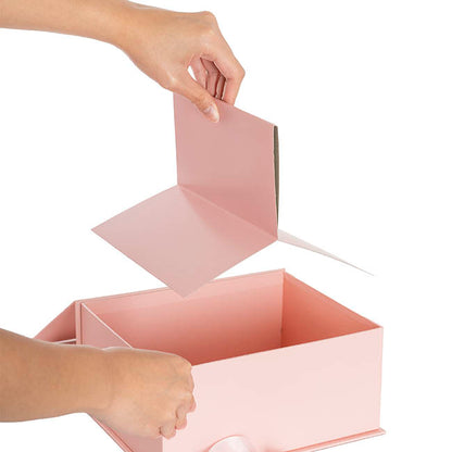 Luxe Gift Flower Box Window Ribbon Set 2 Pink (24x20x11Hcm)