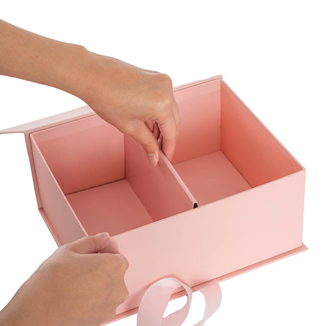 Luxe Gift Flower Box Window Ribbon Set 2 Pink (24x20x11Hcm)