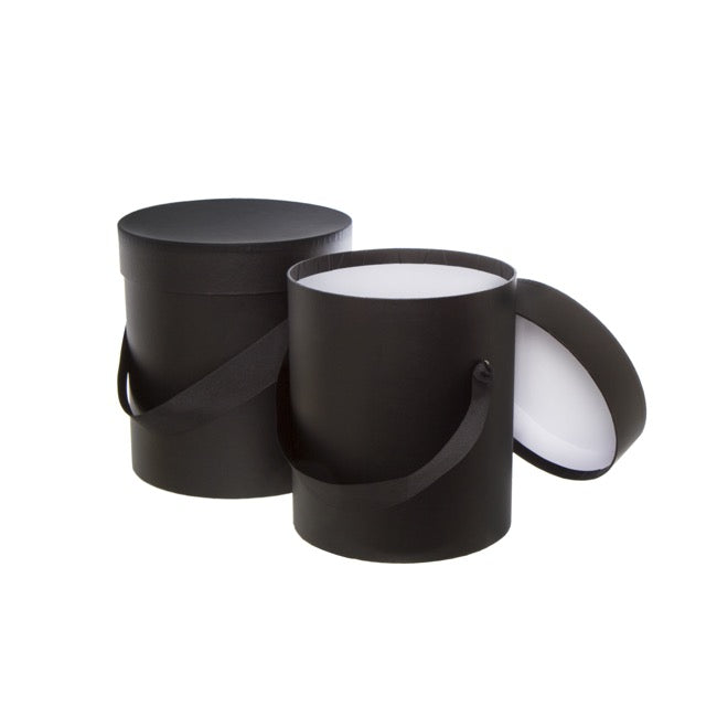 Hat Gift Box Deluxe with Handle Black (20Dx22cmH) Set 2