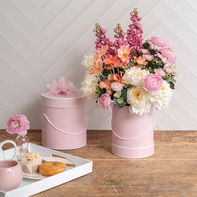 Hat Gift Box Deluxe with Handle Baby Pink (20Dx22cmH) Set 2